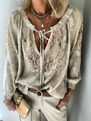 Chic V-Neck Lace Chiffon Top