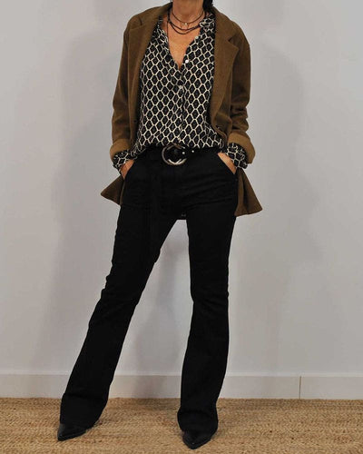 Chic V-Neck Midi Shirt for Everyday Style