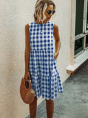 Chic Women's Dress with Pastel Checkered Design