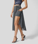 Chic High-Waisted 2-in-1 Midi Skirt