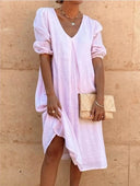 Chic V-Neck Shift Dress for Everyday Style