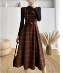 Chic Vintage Checkered Dress for Women