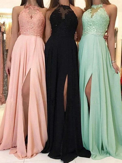 Chic Women's Lace Halter Neck Maxi Dress