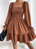 Flared Sleeve Square Neck Women's Swing Dress