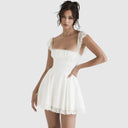 Chic Square Neck Lace Trim Dress
