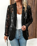 Chic Lace Blazer with Revers Collar
