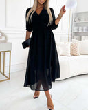 Chic Heart Neckline Solid Color Dress