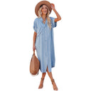 Chic Short Sleeve Denim Dress