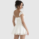 Chic Square Neck Lace Trim Dress