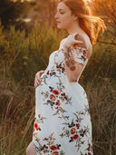 Floral Midi Maternity Dress with Side Slit