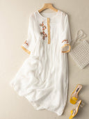 Embroidered Cotton Dress with Chic Design