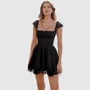 Chic Square Neck Lace Trim Dress