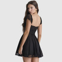 Chic Square Neck Lace Trim Dress