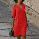 Rona Linen V-Neck Dress with Pockets