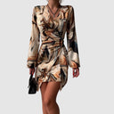 Abstract Marble Print Wrap Dress