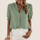 Chic V-Neck Short Sleeve Blouse