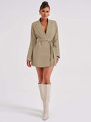 Chic Black V-Neck Blazer Dress for Women