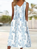 Chic Floral Dress Set with Round Neck Crop Top