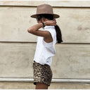 Chic Denim Leopard Print Shorts