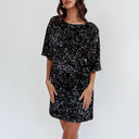 Bell Sleeve Sequin Dress with Glamorous Shine