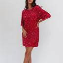 Bell Sleeve Sequin Dress with Glamorous Shine
