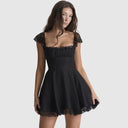 Chic Square Neck Lace Trim Dress