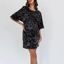 Bell Sleeve Sequin Dress with Glamorous Shine