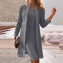 Chic Women's Lace Cardigan Dress Set