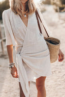 Chic Wrap Neckline Beach Dress for Women