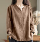 V-Neck Cotton Blouse for Effortless Style