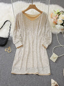 Chic Sequin Party Dress with Bold Contrast