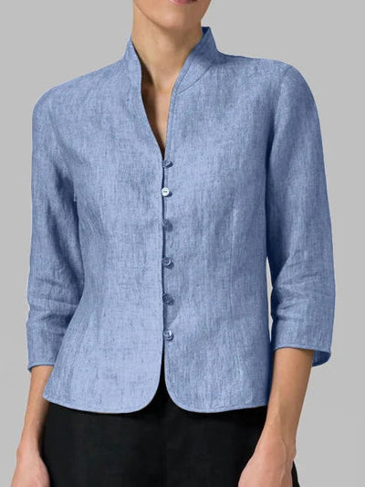 Chic Women's Blouse with Stand-Up Collar