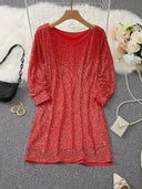 Chic Sequin Party Dress with Bold Contrast