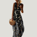 Sequin-Embellished V-Neck Flowing Dress