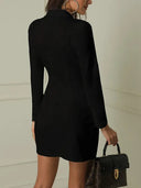 Chic V-Neck Solid Color Blazer Dress