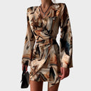 Abstract Marble Print Wrap Dress