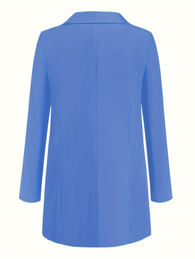 Chic Solid Color Business Blazer with Open Front