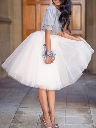 Voluminous White Tulle Skirt for Women