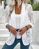 Chic Lace Blazer with Revers Collar