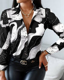 Chic Black and White Blouse in Stylish Design