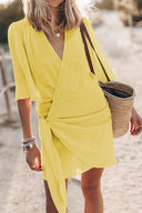 Chic Wrap Neckline Beach Dress for Women