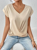 Women's V-Neck Short Sleeve Blouse