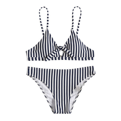 Chic Women's Striped Bikini Set with Adjustable Straps