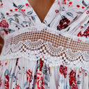 Floral Lace Accented Summer Dress for Women