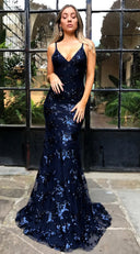 Stunning Women's Sequin Evening Dress with Chic Back Cut