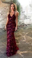 Stunning Women's Sequin Evening Dress with Chic Back Cut