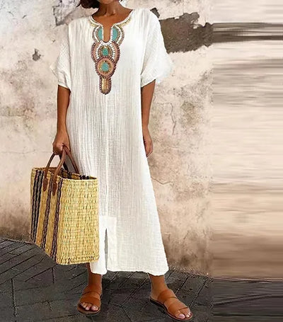 Chic Cotton-Linen Women's Dress