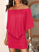 Chic Women's Dress with Flowy Top and Fitted Skirt