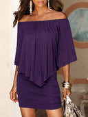 Chic Women's Dress with Flowy Top and Fitted Skirt