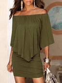 Chic Women's Dress with Flowy Top and Fitted Skirt